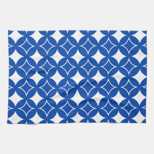 Blue and white shippo pattern tea towel