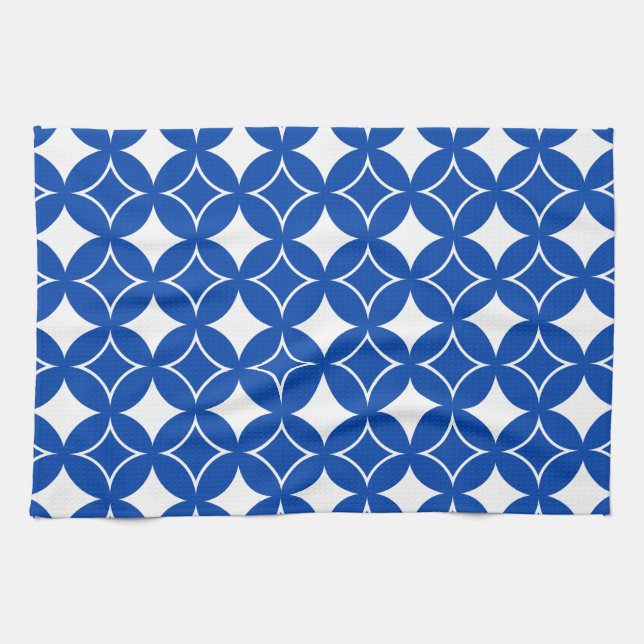 Blue and white shippo pattern tea towel (Horizontal)