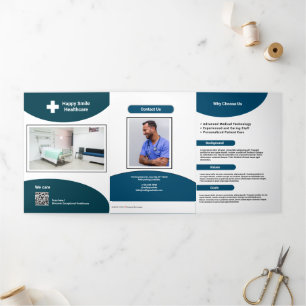 Blue and White Simple Hospital Marketing Brochure