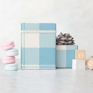 Blue and White Simple Illustrated Plaid Mug Wrapping Paper