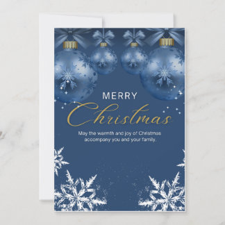 Blue and White Simple  Merry Christmas Postcard