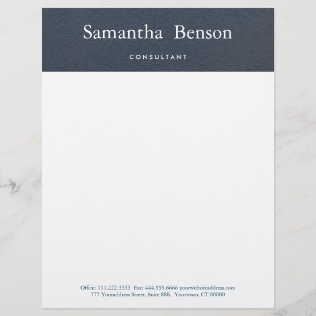 Blue and White Simple Modern Minimalist Letterhead Template (Front)