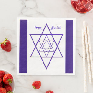 Blue and White Six Pointed Star Chanukah Napkins