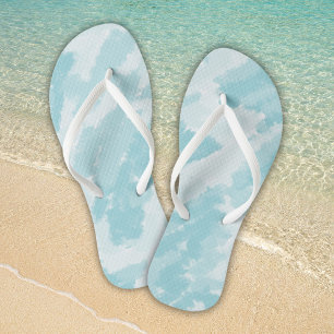 Blue and White Sky Pattern Thongs