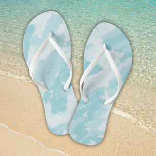 Blue and White Sky Pattern Thongs