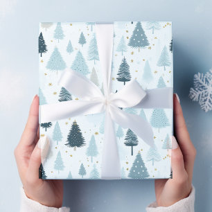 Blue and white Snow Christmas  Wrapping Paper