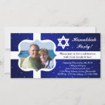 Blue and White Snow Hanukkah Party Photo Card<br><div class="desc">Add your photo and personalised message to this hip and festive blue and white Hanukkah Photo Party Invitation.   The perfect card for a family portrait,  horizontal orientation. Rich royal blue background with white snow and star of David.
Please Check out these other great Hanukkah Cards and Invitations...   


com</div>