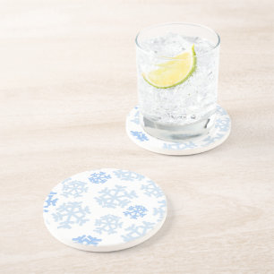 Blue and White Snowflake Coaster