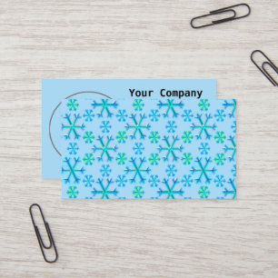 Blue and White Snowflake Hexagon Pattern Business Card
