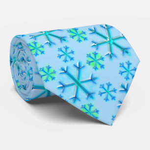Blue and White Snowflake Hexagon Pattern Tie