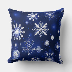 Blue And White Snowflake Pattern Cushion
