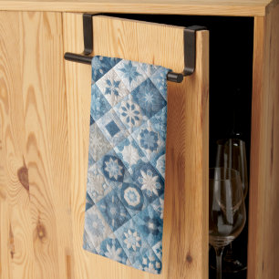 Blue and White Snowflake Quilt Tea Towel