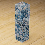 Blue and White Snowflake Quilt Wine Box<br><div class="desc">A quilt showcases intricate patterns resembling snowflakes,  each block featuring unique blue and white designs</div>