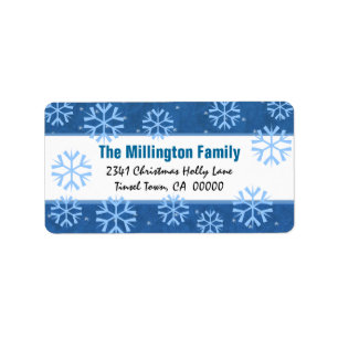 Blue and White Snowflakes and Vintage Holly Label