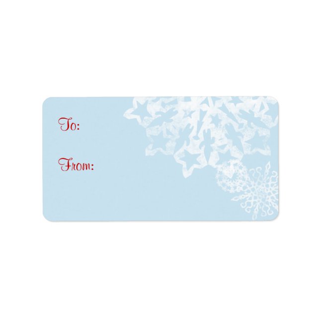 Blue and White Snowflakes Christmas Label (Front)