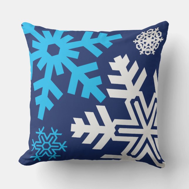 Blue And White Snowflakes composition funny Outdoor Cushion (Front)