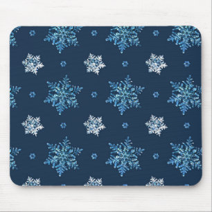 Blue and white Snowflakes Mouse Pad