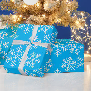 Blue and White Snowflakes Pattern Christmas Wrappi Wrapping Paper