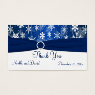 Blue and White Snowflakes Wedding Favour Tag
