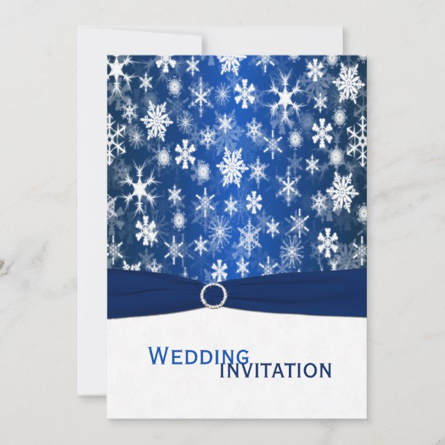 Blue and White Snowflakes Wedding Invitation (Front)