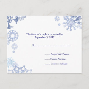 Blue and White Snowflakes Wedding RSVP 2 Card