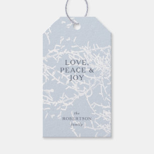Blue and White Snowy Branches Holiday Gift Tags