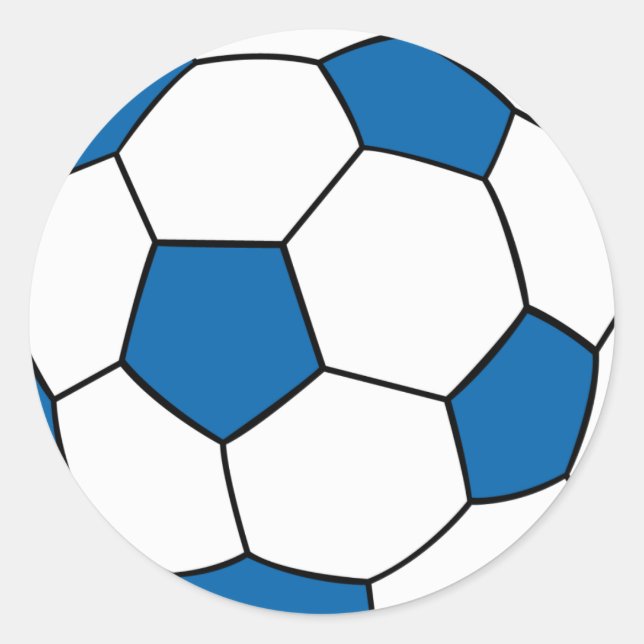 blue and white soccer ball classic round sticker (Front)