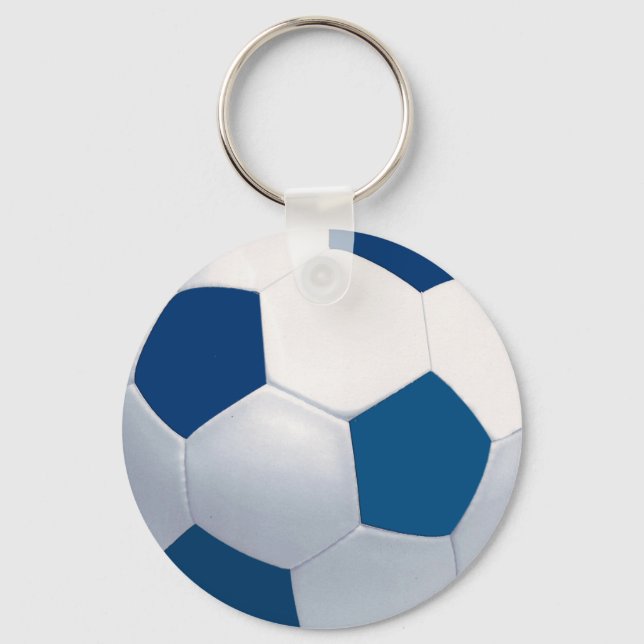 Blue and White Soccer Ball Keychain (Front)