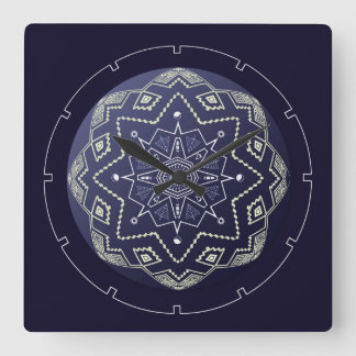Blue and White Sphere Mandala Wall Clock