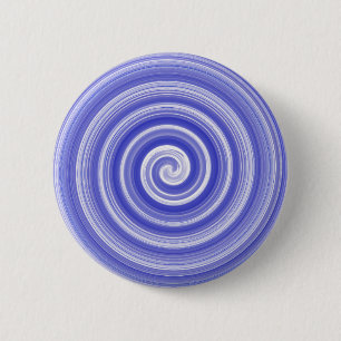 Blue and white spiral pattern 6 cm round badge