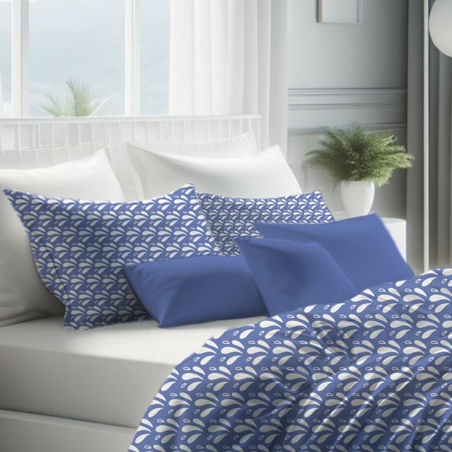 Blue and White Splash Pattern Modern Coastal Pillowcase (Creator Uploaded)