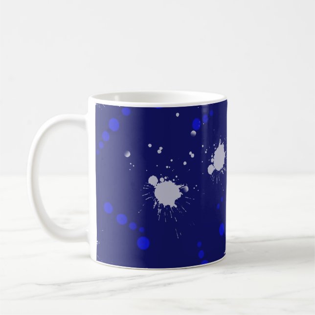  blue and white splat fun design  coffee mug (Left)
