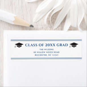 Blue and White Sporty Graduation Party Return Address Label