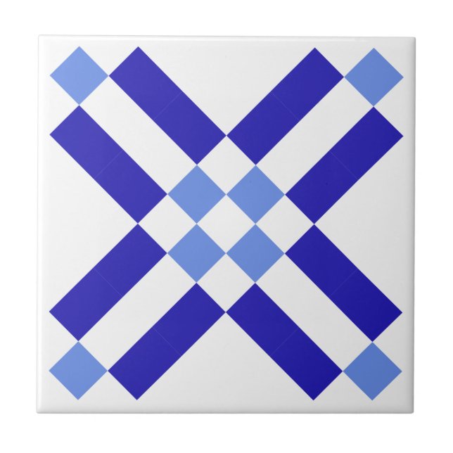 Blue and White Square Classic Pattern Ceramic Tile (Front)