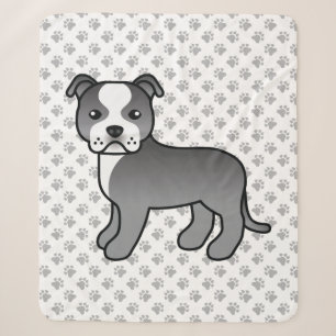 Blue And White Staffordshire Bull Terrier Dog Sherpa Blanket