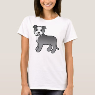 Blue And White Staffordshire Bull Terrier Dog T-Shirt