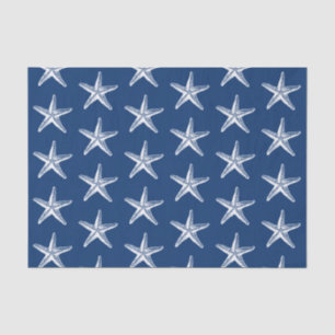 Blue and White Starfish Beach Coastal Tissue Paper