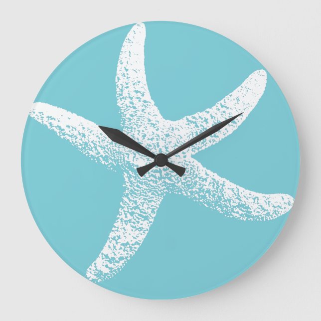 Blue and White Starfish Clock (Front)