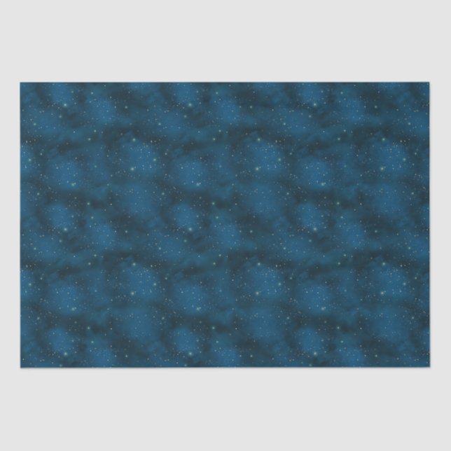 Blue and White Starry Night Celestial Tissue Paper (Front)