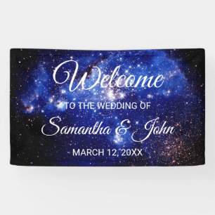 Blue and White Stars Celestial Wedding Banner