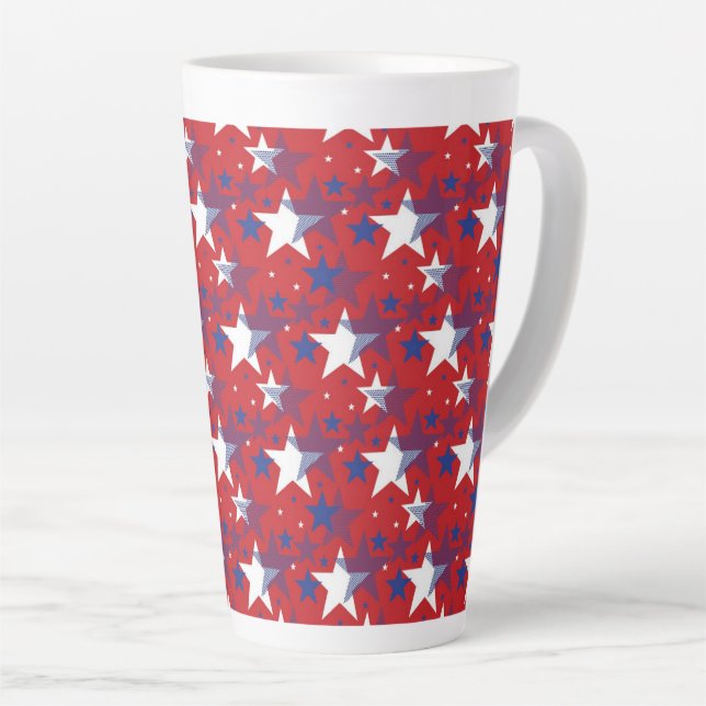 Blue And White Stars Latte Mug (Right Angle)
