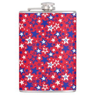 Blue and white stars on red bath towel table lamp hip flask