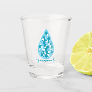 Blue and white Stay Hydrated Shot Glass