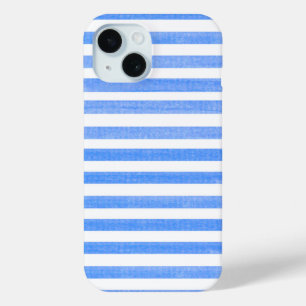 Blue and White Stripe iPhone 15 Case