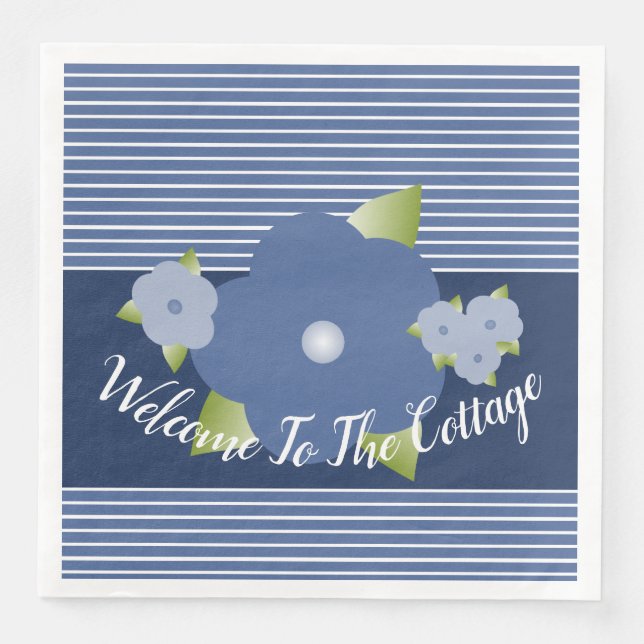 Blue And White Stripe  Napkin (Front)