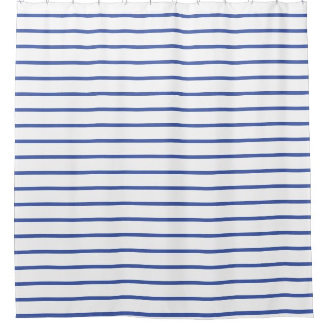 Blue and White stripe Shower Curtain (Front)