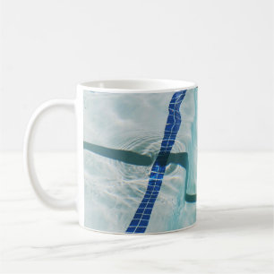 Blue and white stripe textile coffee mug