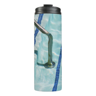 Blue and white stripe textile thermal tumbler