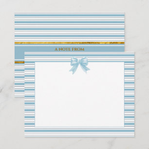 Blue and White Striped and Watercolor Bow Card