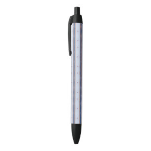 Blue and White Striped Design Black Ink Pen